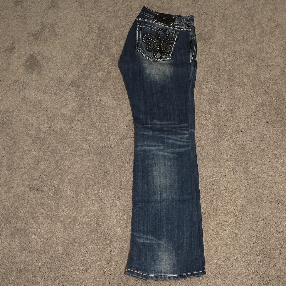 MISS ME Women's Blue Jeans with Embellished Pocket